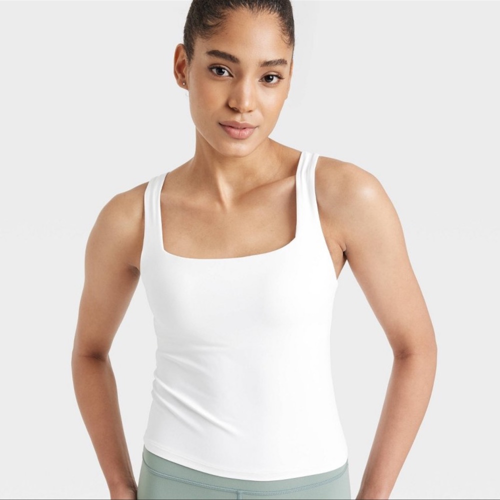 All in Motion White Square Neck Tank Top